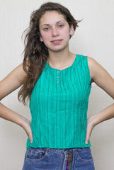 Blusa Verde Sin Mangas con Botones