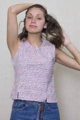 Blusa Rosada Estampado Flores Sin Mangas