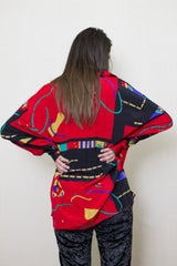 Blusa Roja Estampada Oversized