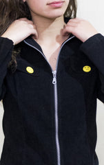 Chaqueta Negra con Cierre y Botones de Smiley Faces